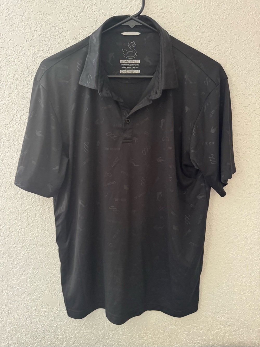 Black Men's Polo Shirt Embossed
